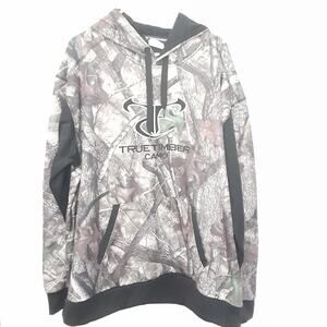True Timber Hoodie Mens 2XL Black Brown HTC Camo Hunting Outdoor Sweatshirt